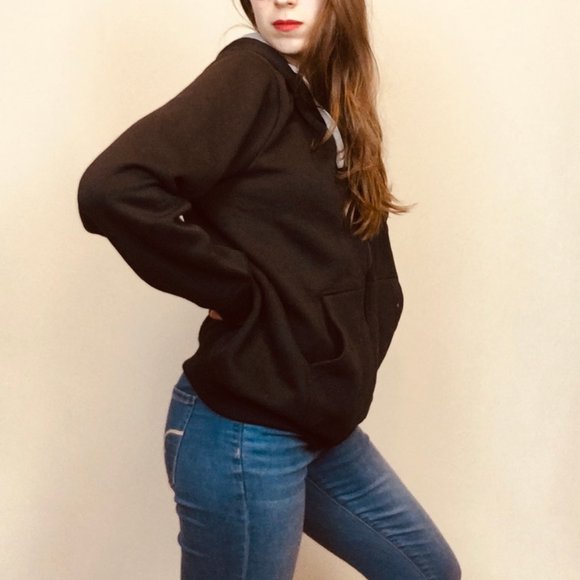 4/$20 FILA Black Zip UP Hoodie Oversized Size LARG - Picture 5 of 6